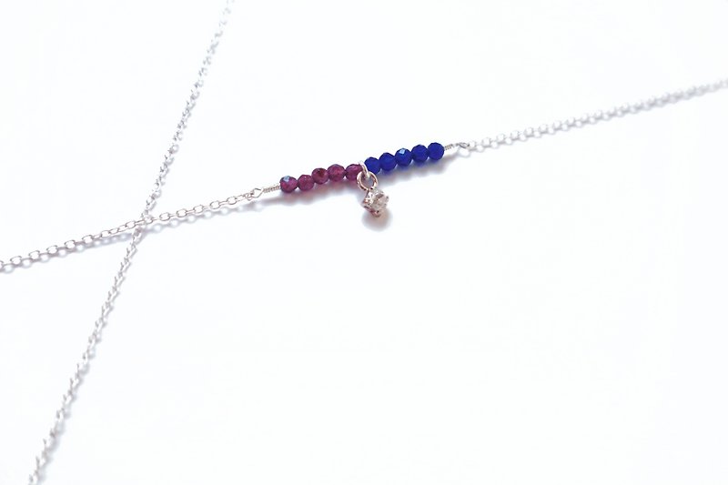 Simple linear Necklace / balance - Stone Stone 925 Silver necklace - Collar Necklaces - Semi-Precious Stones Purple