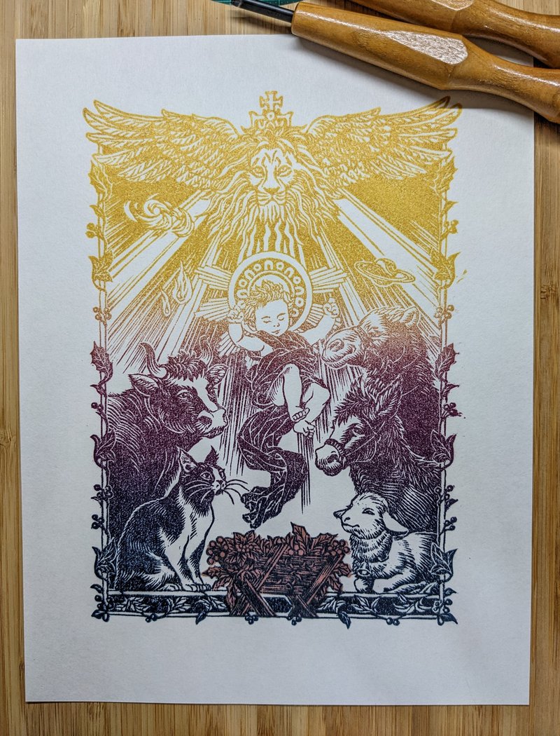 2022 限量耶誕版畫 Limited Linocut prints for Christmas - 心意卡/卡片 - 紙 