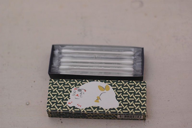 Classiky x Cat Match Box Cotton Swab【Mahjong (20502-4)】 - Other - Cotton & Hemp Green