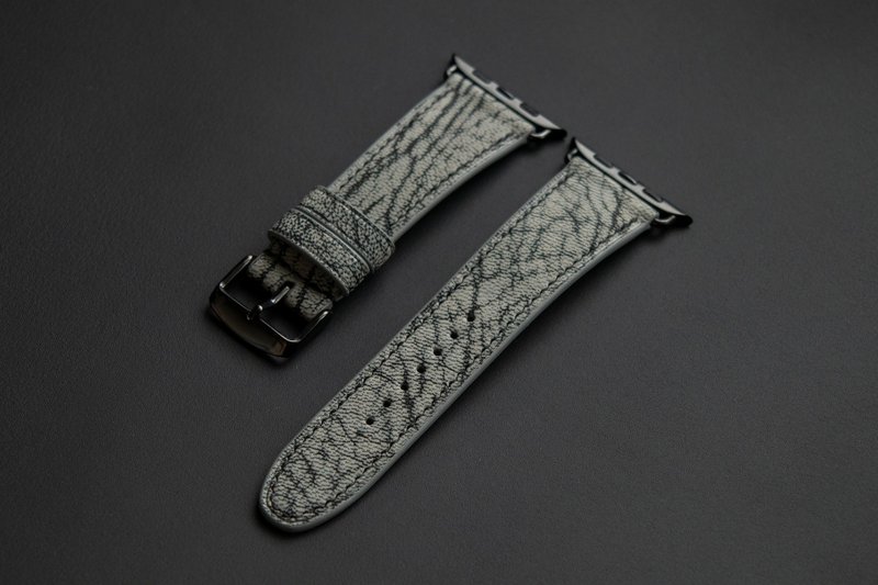 Watch band for Apple Watch custom made of Gray Alran Fat Nut goatskin leather - Watchbands - Genuine Leather Gray