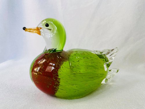 ガラス製アヒル型置物 鳥 アヒル 雑貨 ミニチュア ガラス細工 置物 飾り グラス
