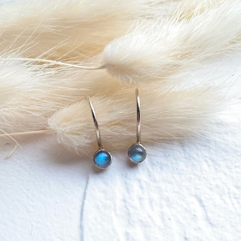 Labradorite 925 Sterling Silver Ball Earrings - Earrings & Clip-ons - Gemstone Silver