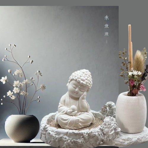 創藝 禪香光影 手作館 淨念吉祥公仔之小佛靜性 豪華田園套組 藝術香氛擴香 居家香氛