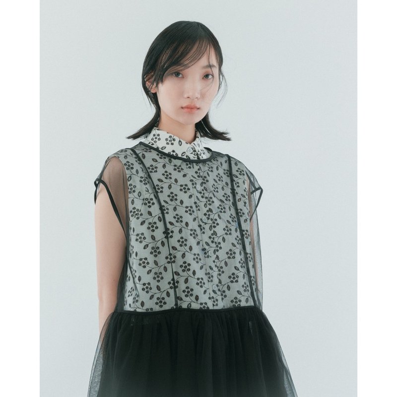 UUIN_Black mesh top - เสื้อผู้หญิง - วัสดุอื่นๆ สีดำ