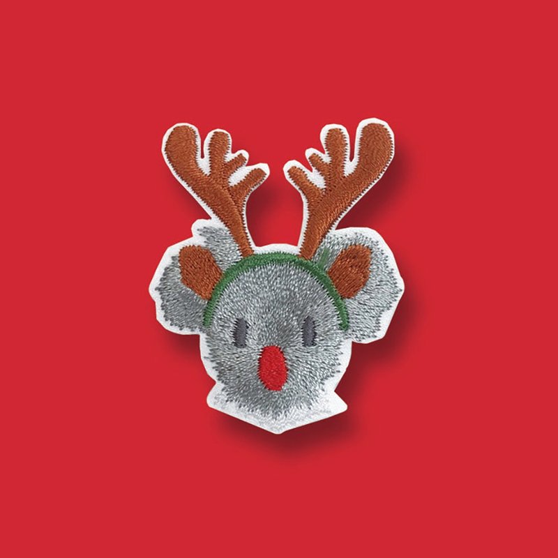 [Christmas Gift] Christmas Koala Bear Dual-purpose Embroidered Cloth Sticker - Badges & Pins - Thread Multicolor