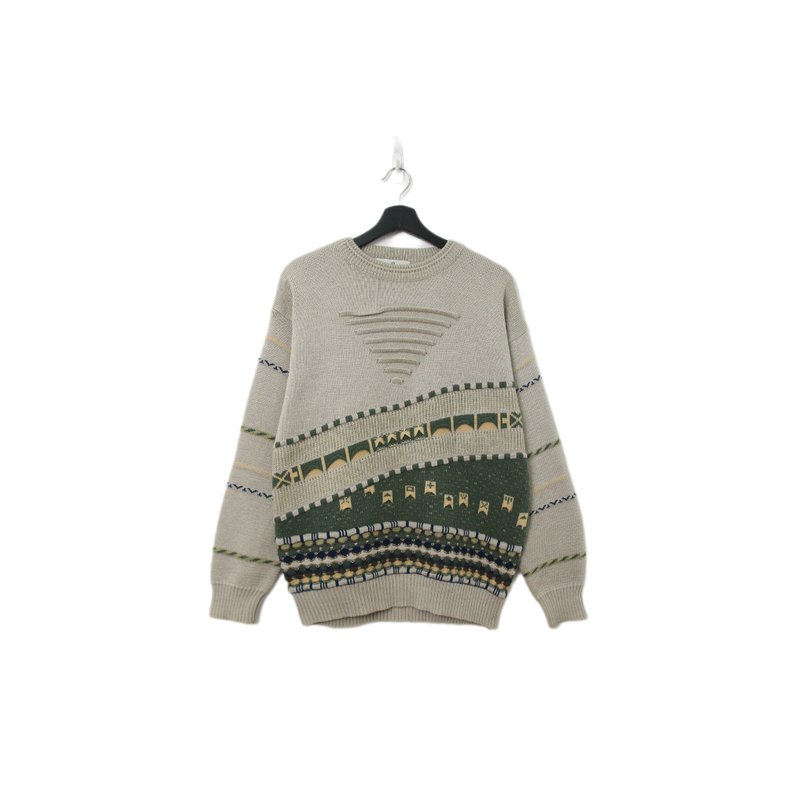 Back to Green-復古毛衣 不規則半立體三角ws-15 vintage sweater - 男毛衣/針織衫 - 聚酯纖維 