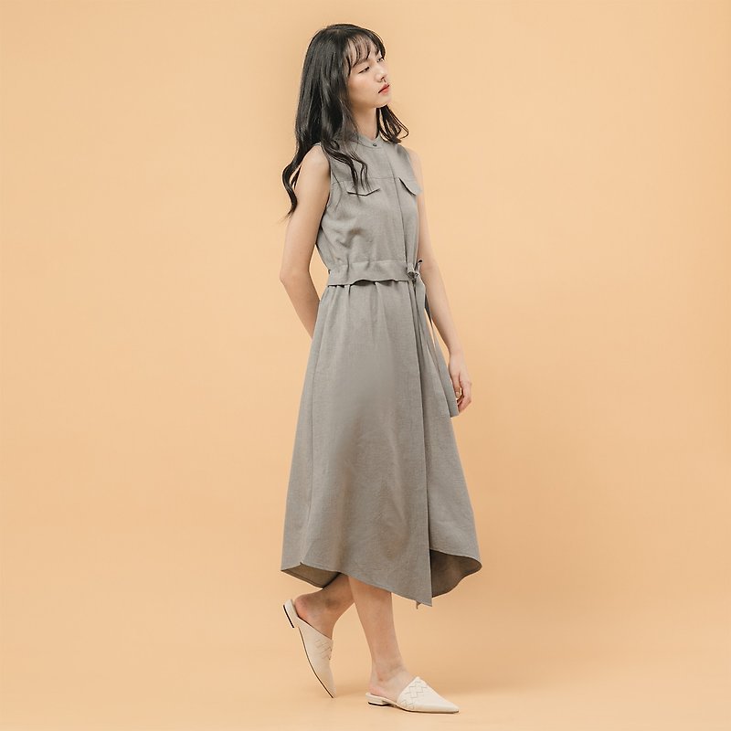 [Classic Original] Relativity_Time and Space Asymmetric Dress_CLD002_灰 - One Piece Dresses - Polyester Gray