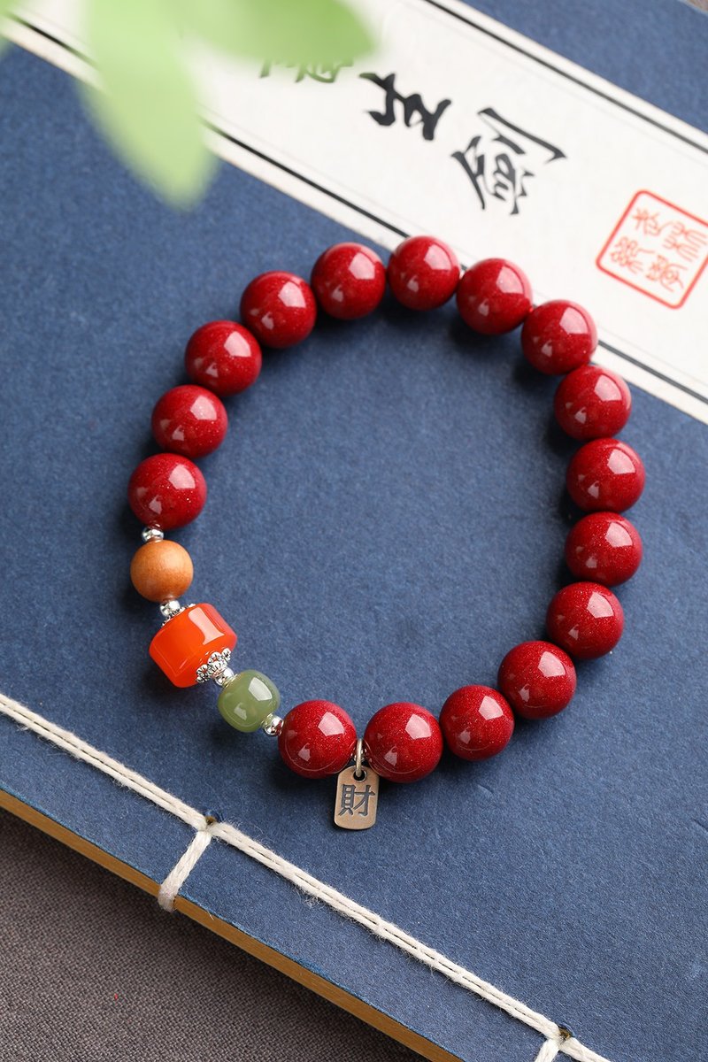 天然原礦硃砂紫金砂手鏈精品 硃砂含量高達95%以上 - 手鍊/手環 - 寶石 