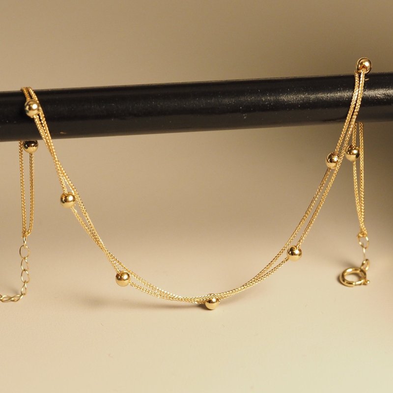 18K金雙金圓點手鏈 18K Gold Double Golden Dot Bracelet - 手鍊/手環 - 貴金屬 