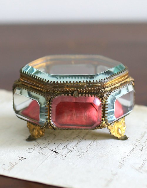 アンティークジュエリーボックス　ガラス　フランス　19世紀 Amazon.co.jp: ベベルガラス ジュエリーケース ジュエリー