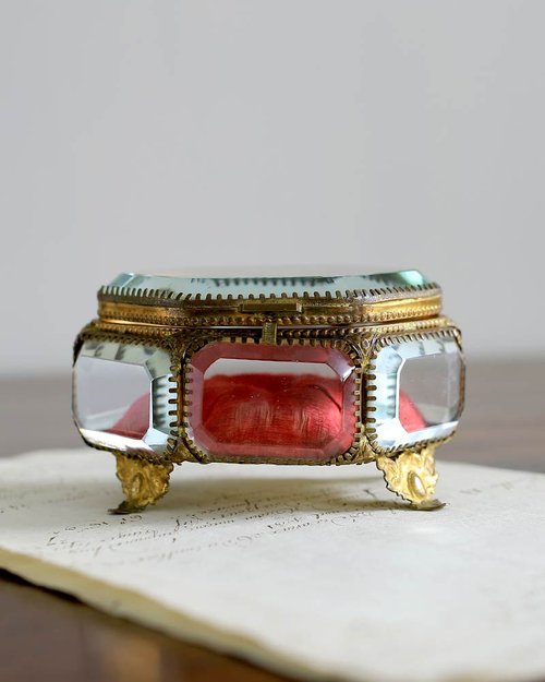 アンティークジュエリーボックス　ガラス　フランス　19世紀 Amazon.co.jp: ベベルガラス ジュエリーケース ジュエリー