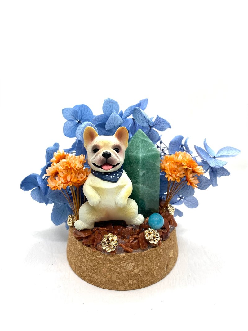 法鬥與綠東陵柱/海藍寶-水晶公仔乾燥花擺設 - 擺飾/家飾品 - 水晶 