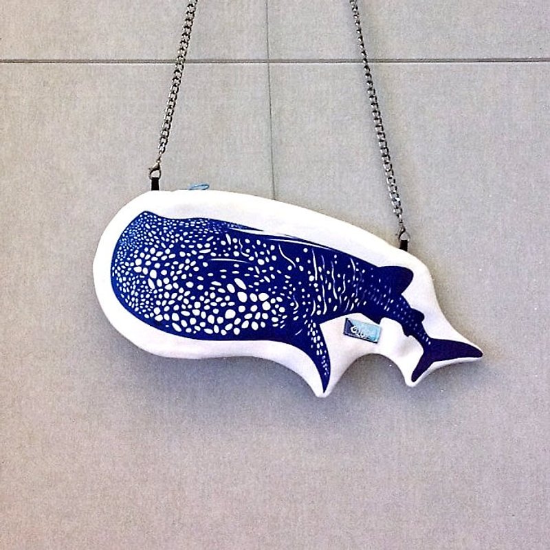 【Organic Cotton】Whale Shark Shoulder Bags#Easy Carry Design - กระเป๋าแมสเซนเจอร์ - วัสดุอื่นๆ สีน้ำเงิน