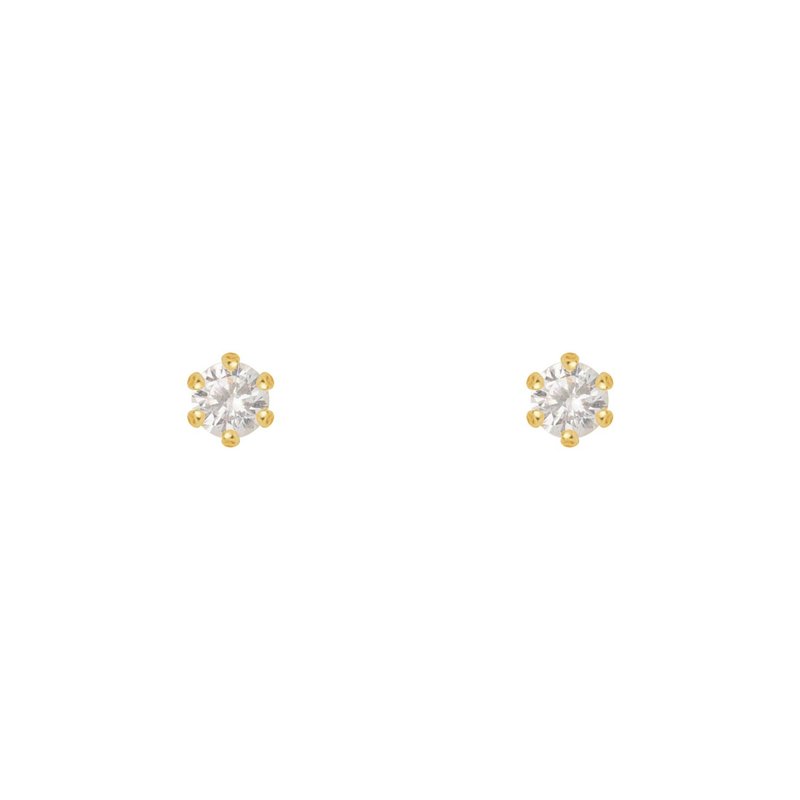 Treasure chest gold jewelry 9999 gold pure gold single diamond diamond love earrings - ต่างหู - ทอง 24 เค สีทอง