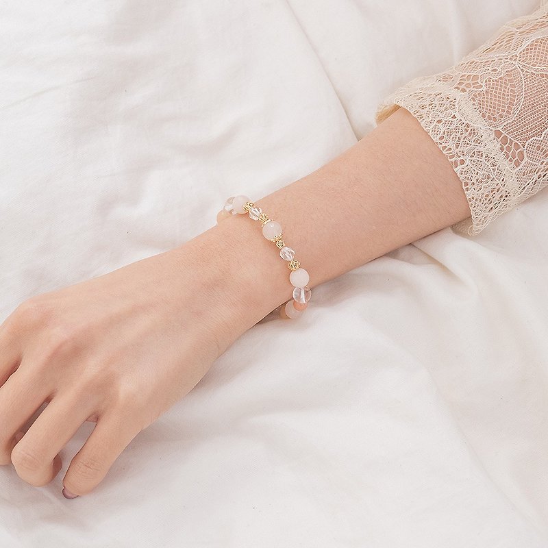 Order ilovestar- Instant Happiness‧Pink Dongling Jade Elastic Bracelet (14.8) - สร้อยข้อมือ - คริสตัล 