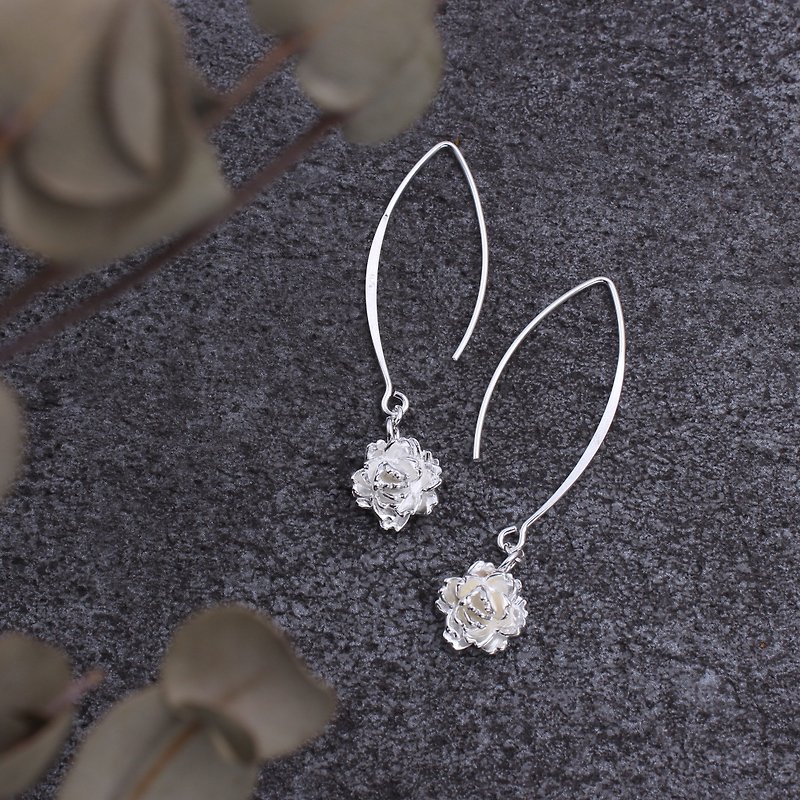 Cherry blossom earrings sterling silver flower series - ต่างหู - เงินแท้ สีเงิน