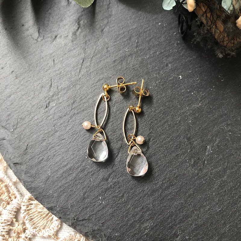 crystal earrings/ Clip-On - ต่างหู - คริสตัล สีใส