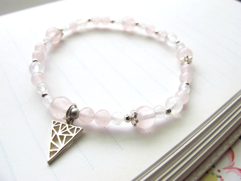 Moonstone Powder Crystal 925 Silver Jewelry [Yearning] Super good popularity and business must attract peach blossom love luck - Bracelets - Crystal White