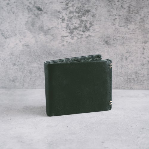 寇比手工皮件 Colbie Leather 【禮盒】男仕真皮縫線短夾 X0021 黑