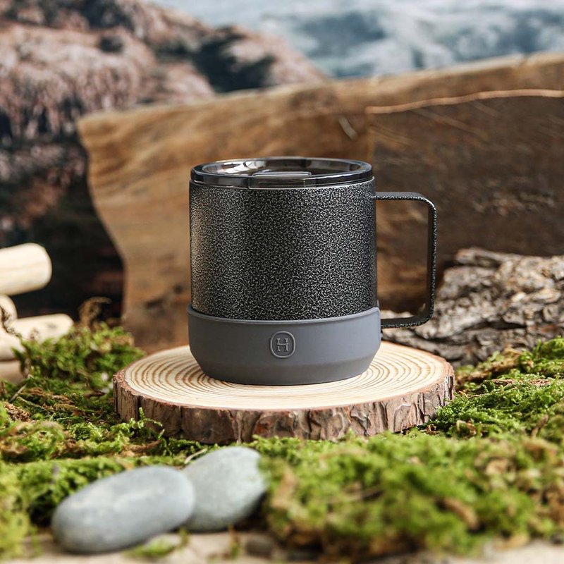 Texture Camping Essentials [New Product of the Year] 300ml Camping Cup | Black Hammer Pattern Paint - Iron Gray - Vacuum Flasks - Stainless Steel Black