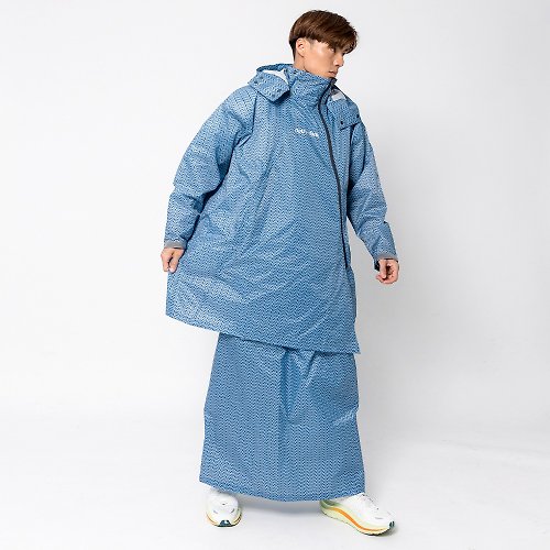 Outperform 奧德蒙雨衣專賣店 【背包款】去去雨水走長版兩件式-Mini-O+雨裙-太平洋藍