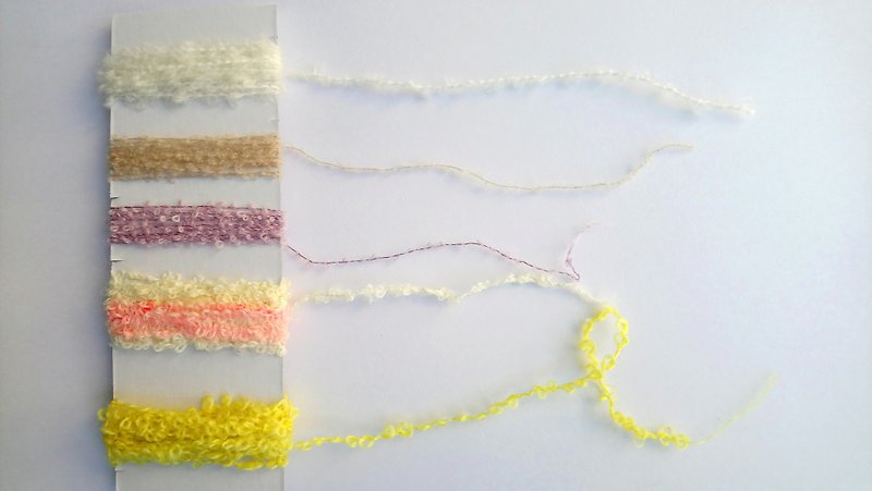 日記装飾 　小さなループ紗線　2m 5種類 - 編み物/刺繍/羊毛フェルト/裁縫 - コットン・麻 イエロー