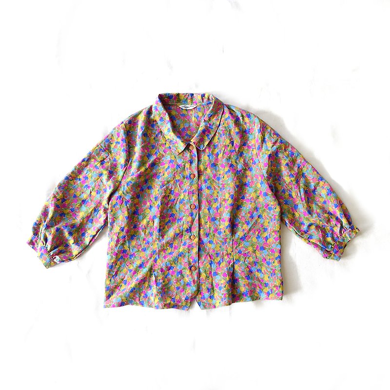 BajuTua /ヴィンテージ/カラーチューリップシャツスリップ材料 - シャツ・ブラウス - ポリエステル ピンク
