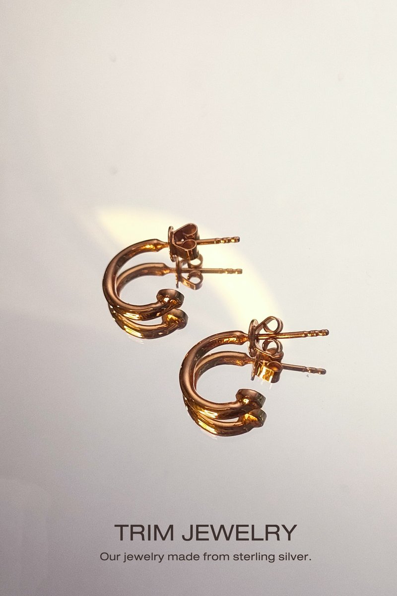925 Sterling Silver Hoop Earrings 10mm. - Rose Gold plated - 耳環/耳夾/耳骨夾 - 純銀 粉紅色