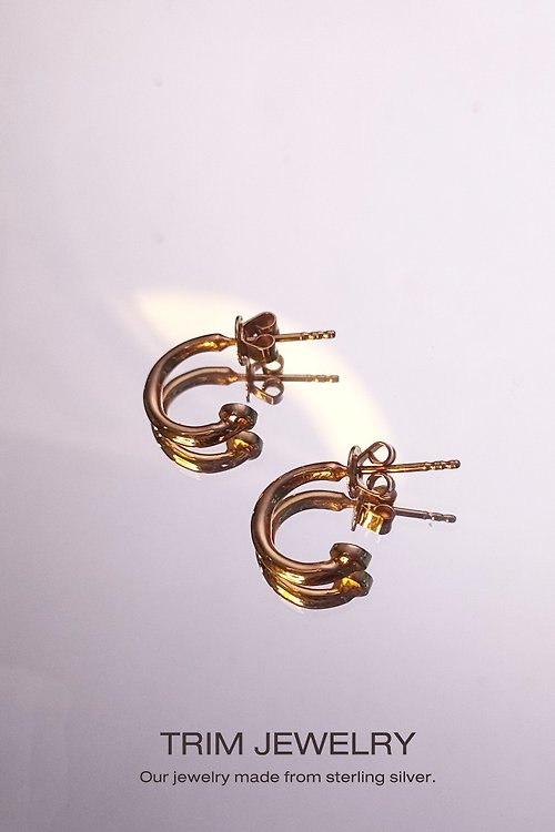 trimjewelry 925 Sterling Silver Hoop Earrings 10mm. - Rose Gold plated