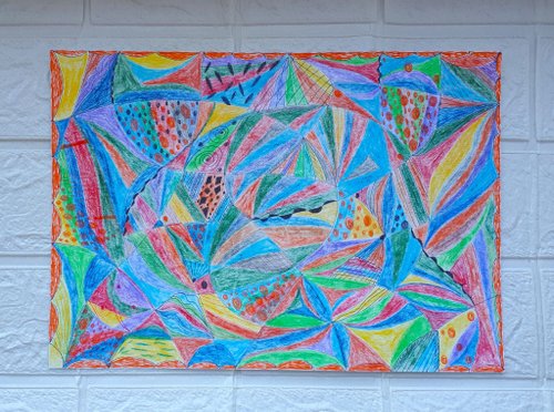 抽象画 #2028、鉛筆による抽象画 アートワーク、アート、絵画