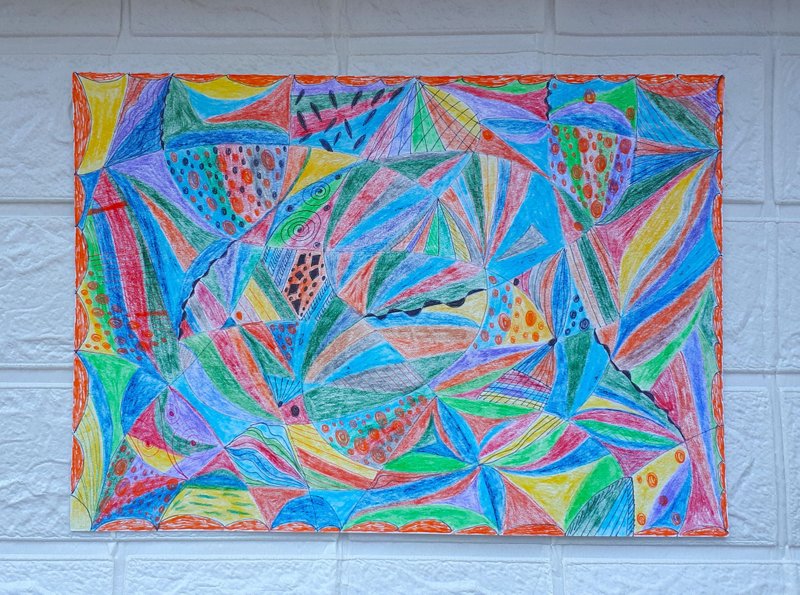 Abstraction #2028, Abstract Pencil Drawing  Artwork, Art, Painting - 壁貼/牆壁裝飾 - 紙 多色