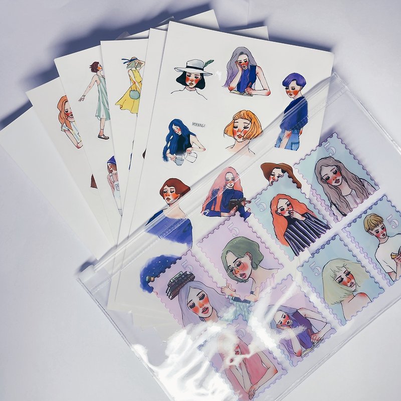 Transparent stickers set with 5 in - สติกเกอร์ - กระดาษ หลากหลายสี