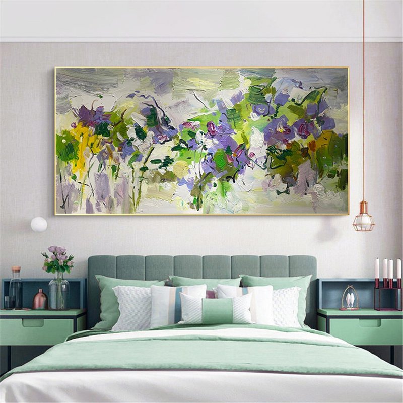 花園  油畫/抽象/原創商品/裝飾畫/掛畫/客廳餐廳手繪肌理畫 - 海報/掛畫/掛布 - 亞麻 