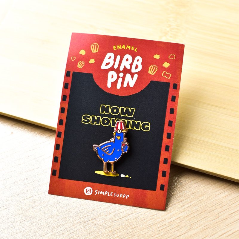 Popcorn birb Hard Enamel Pin - 徽章/別針 - 其他金屬 藍色