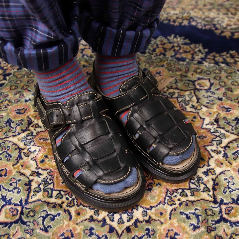 Tsubasa.Y Ancient House A10 Black Monk Martin Sandals, Dr.Martens England - Sandals - Genuine Leather 