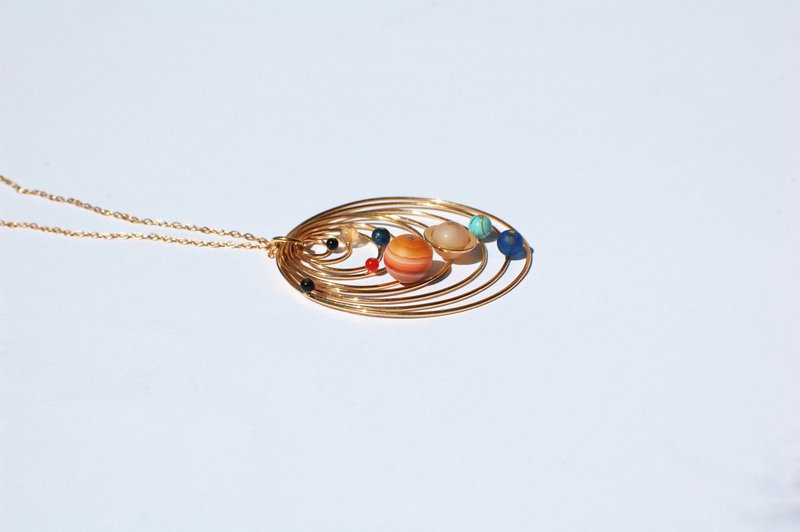 鍍金太陽系行星項鍊 天然石宇宙主題 - 項鍊 - 銅/黃銅 金色