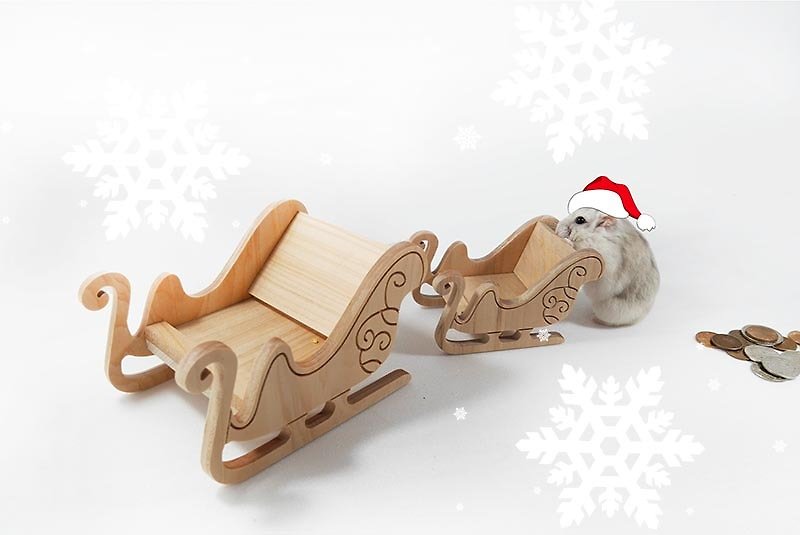 Small workshop wood for Christmas limited edition sleigh ride to large hamster pet sled gift - Bedding & Cages - Wood Brown