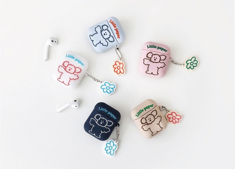 Romane Little Paper 塗鴉 小狗 Airpods 保護套 - AirPods/耳機保護套 - 矽膠 