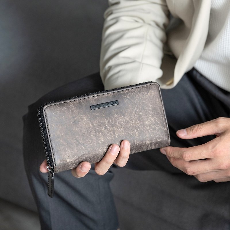 [Gift/New Product] Men's Wallet-Charon Cardigan - Wallets - Genuine Leather Gray