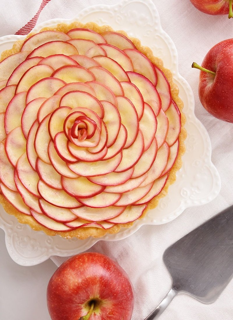 慶祝Celebrate - 7吋法式花園蘋果塔~花果香氣-糖烤蘋果片 - 蛋糕/甜點 - 新鮮食材 橘色
