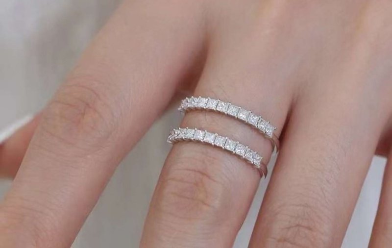 14K&18K | 經典公主方天然鑽石排戒 - 戒指 - 鑽石 