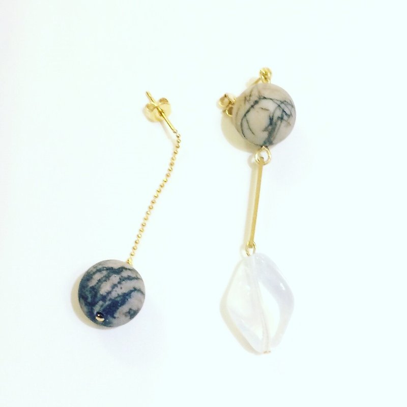 Small universe wedding needle earrings - Earrings & Clip-ons - Gemstone Gray