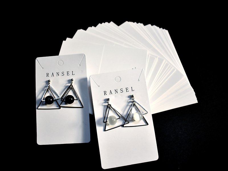 Handmade Sterling Silver Earrings - Geometric Series ∣ Two Triangles ∣ (Changeable Clip) - ต่างหู - เงินแท้ 