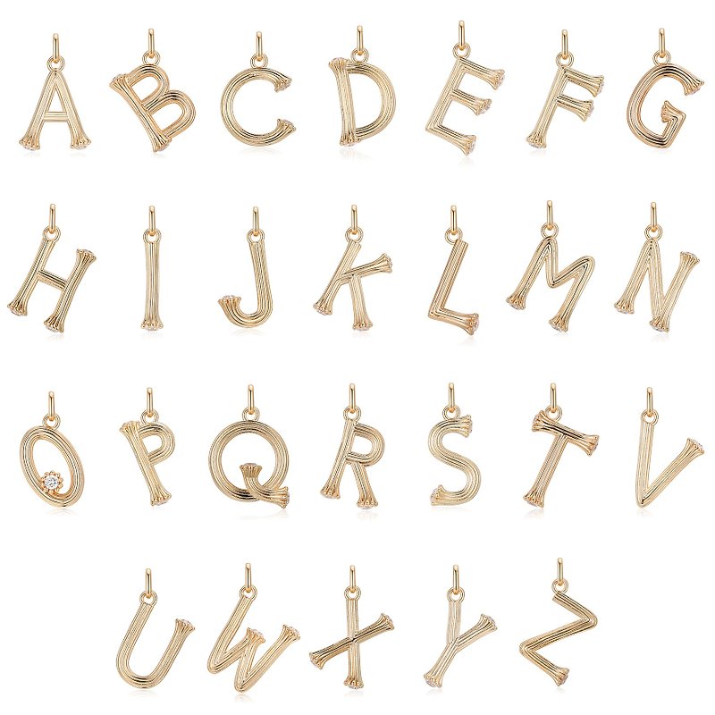 CZ GOLD ALPHABET PENDANT - A TO Z - Charms - Other Metals Gold
