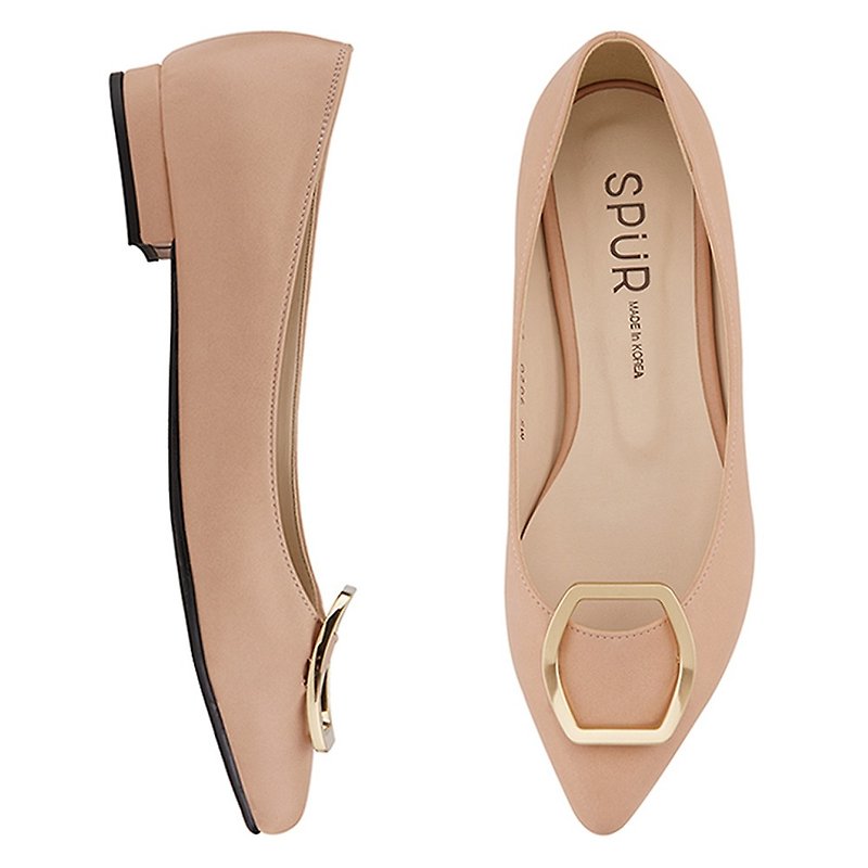 PRE-ORDER-SPUR 青銅六角形平底鞋 MS9020 BEIGE - 女皮鞋 - 人造皮革 