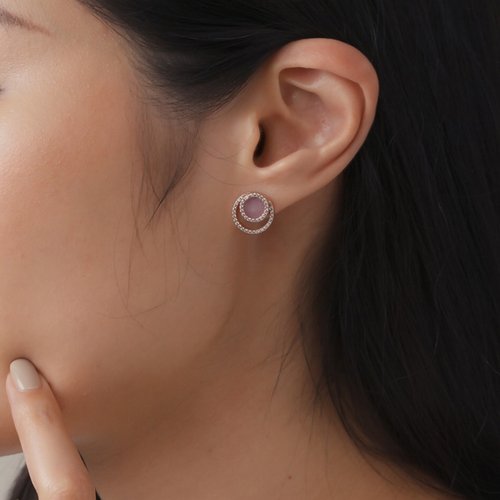 Jadeite Atelier 翠藝 紫玉耳環 圓形 - 天然翡翠 - 時尚設計 - 保證A玉