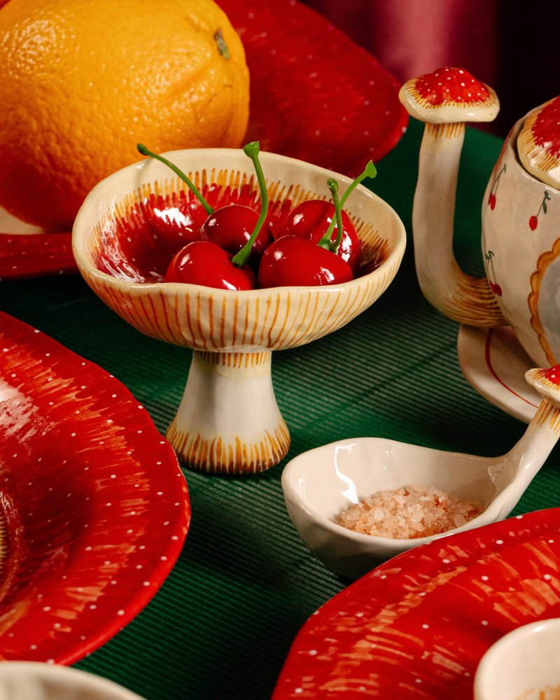 キノコ - 花瓶・植木鉢 - 陶器 レッド