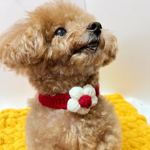 木子李李Muzlili 聖誕配色花花寵物編織圍巾 貓狗毛線項圈 寵物裝飾用品