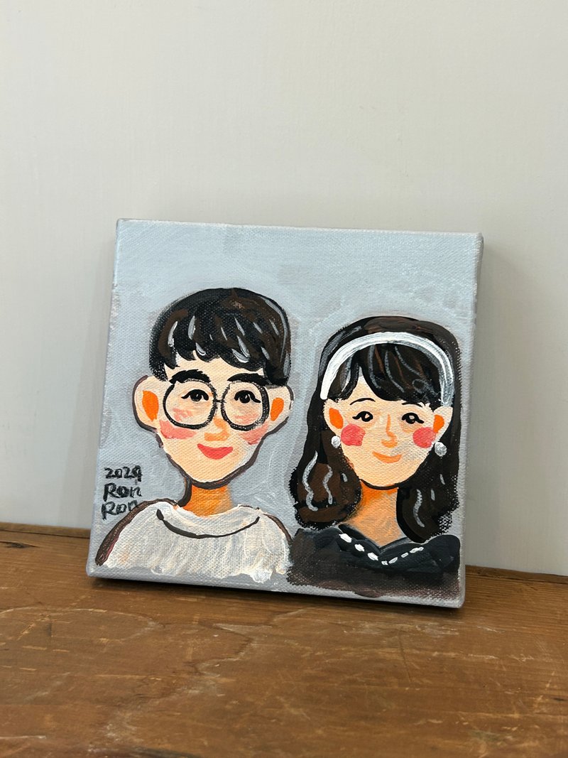 Double hand-painted Acrylic color painting 15*15 canvas - Customized Portraits - Other Materials 