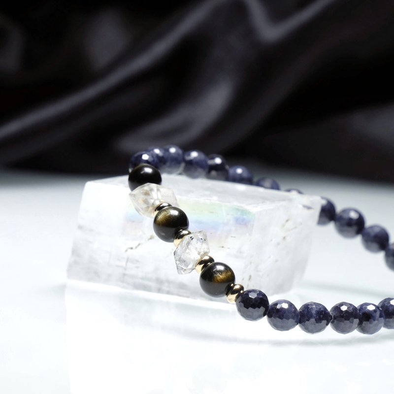 藍寶石金曜石閃靈鑽14kgf 能量礦石手鍊 天然水晶手環 客製 訂製 - 手鍊/手環 - 水晶 